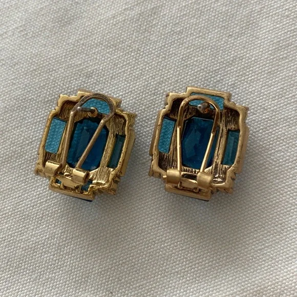 Elegant Blue and Gold Earrings - New - Picture 3 of 4